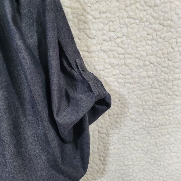 She's Cool Black Chambray Shirt Dress size Lg Roll-Tab 3/4 Sleeve Roll-Tab Hem - Picture 6 of 15